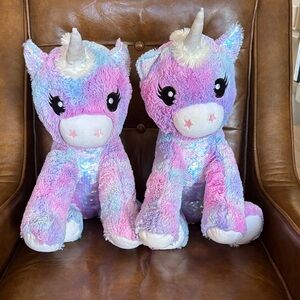 Plush Pastel Unicorn Pair - Pink, Purple & Blue